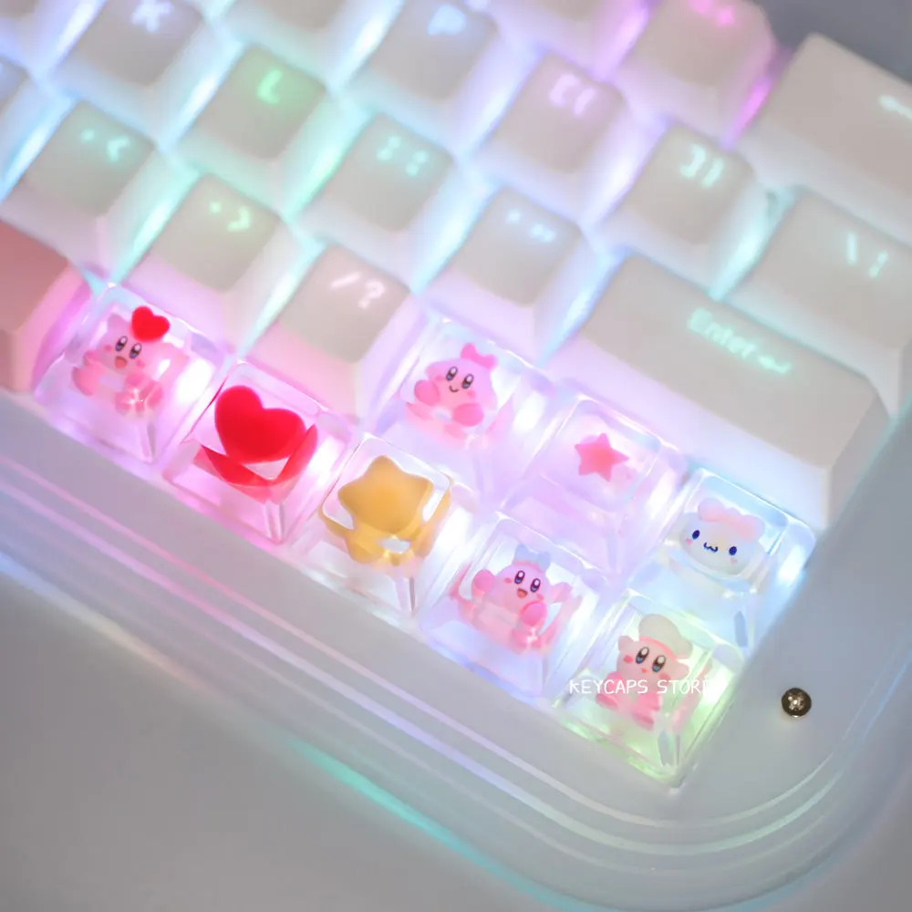 1pc Cute Girl Gift Cartoon Transparent Resin DIY Mechanical Keyboard Cap For Cherry MX Switch Personality Game Backlight Keycap images - 6