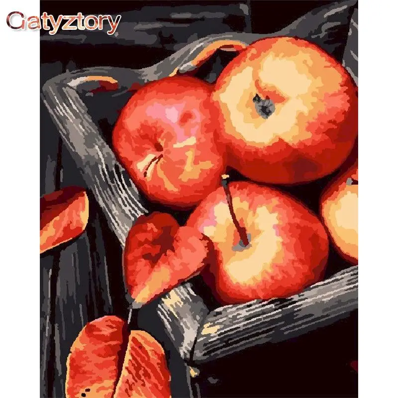 

GATYZTORY Interior Painting By Numbers On canvas Picture Drawing Red Apple DIY Drawing By Numbers For Adults Home decor