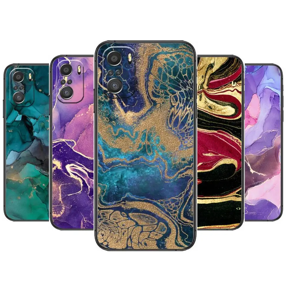 

Gradient Ocean Marble Phone Case For xiaomi redmi 11 Lite pro Ultra 10 9 8 MIX 4 FOLD 10T Black Cover Silicone Back Prett