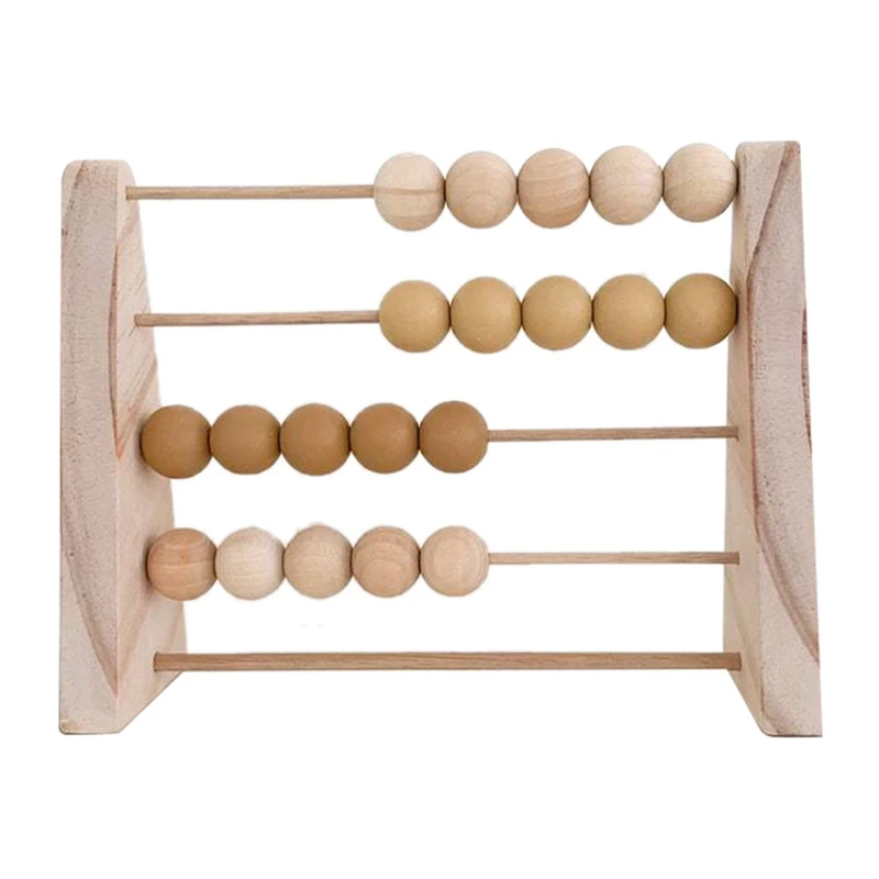 

Natural Wooden Abacus with Beads Kids Room Desktop Decor Baby Early Learning Educational Toys Girl Boy Room Craft