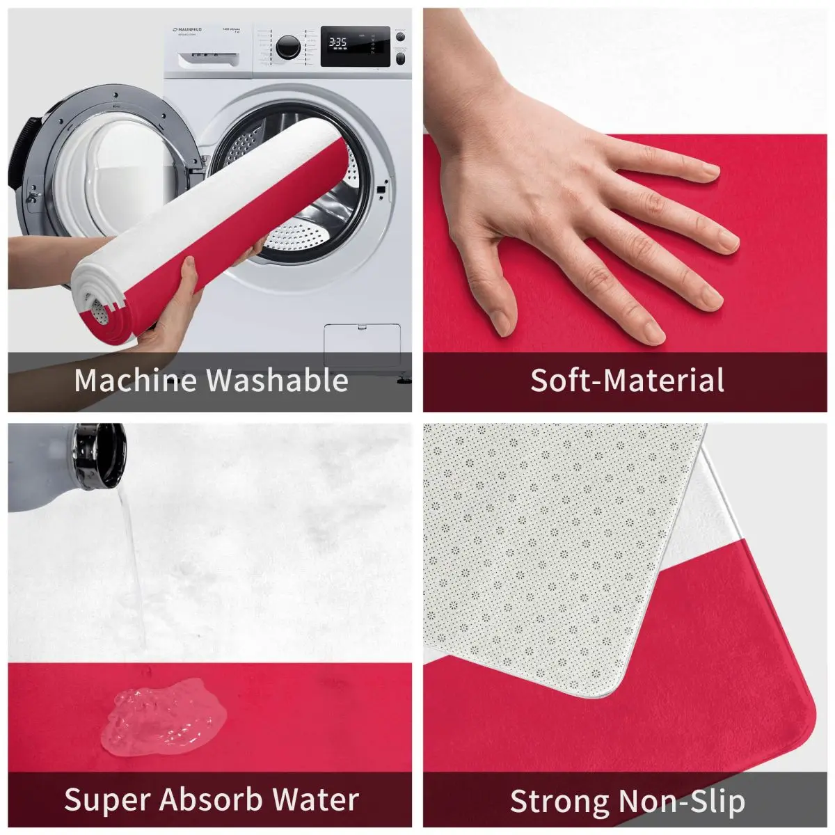 Коврик с флагом Польши Мягкий Нескользящий Впитывающий национальным для входной