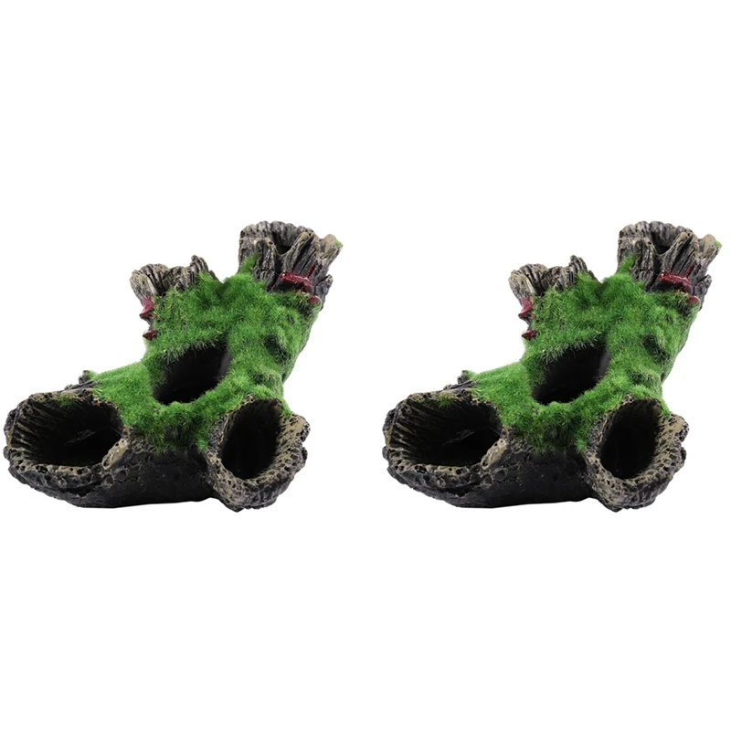 

2X Fish Tank Decoration Accessories Moss Tree House Cave For Little Fish Aquarium Decorations