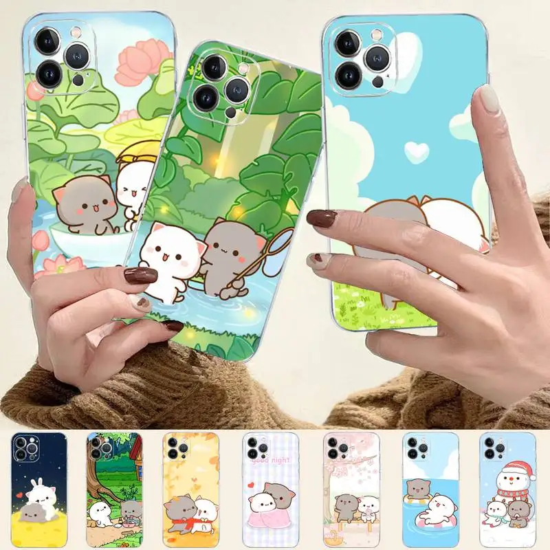 

Peach Cat Phone Case For iPhone 8 7 6 6S Plus X SE 2020 XR XS 14 11 12 13 Mini Pro Max Mobile Case