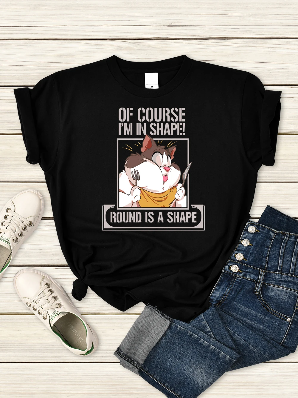 

Meme Of Course I'M In Shape!Round Is A Shapewomen T Shirts Summer Casual T-Shirt Street Hip Hop Tops Harajuku Breathable Clothes