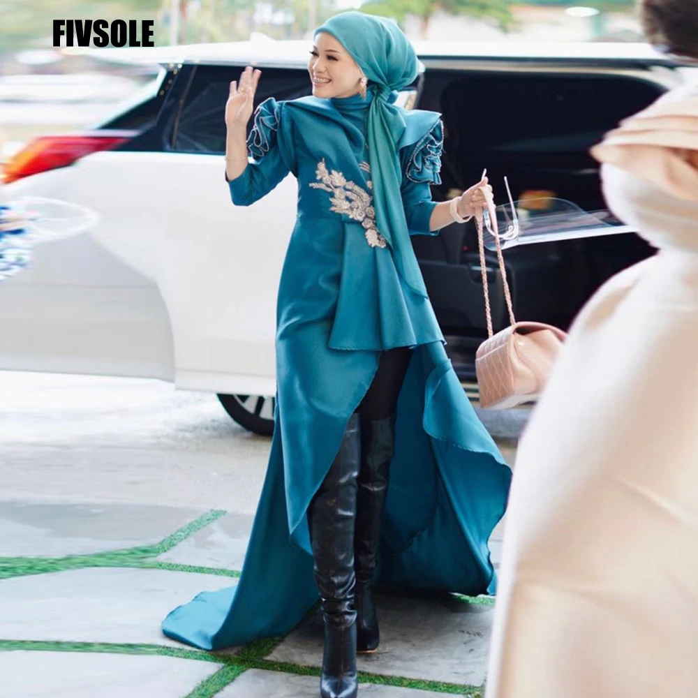 

Fivsole, модные мусульманские Вечерние платья с аппликацией, 2022, вечерние коктейльные платья для выпускного вечера, женские платья с высоким и ...