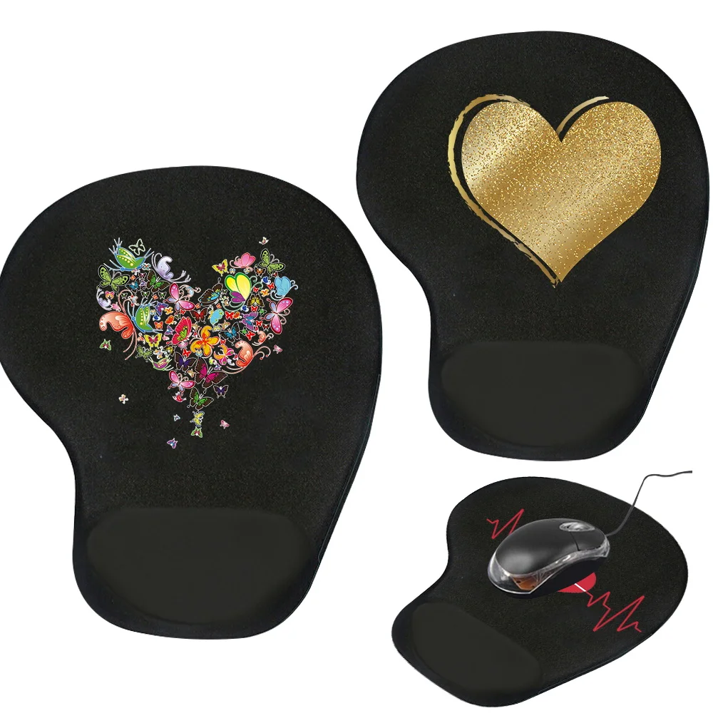 Коврик для мыши черного цвета мягкий гладкий тонкий нескользящий с принтом Love