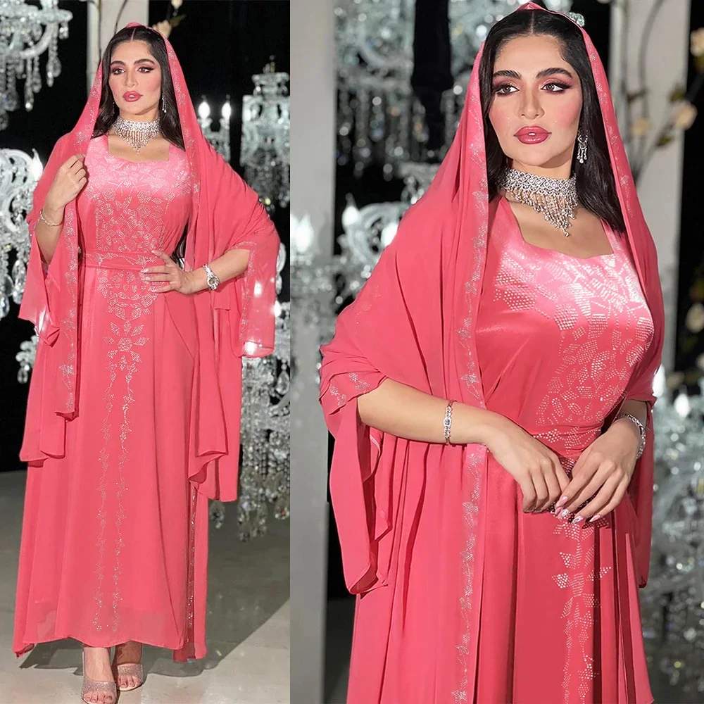 Комплект из 2 предметов шифоновое платье халат с поясом мусульманское женское