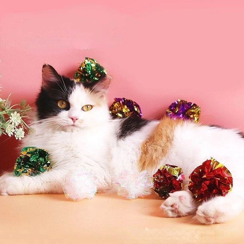 

Разноцветные игрушки для кошек, интерактивные крутящиеся бумажные мячики, пищащие игрушки, товары для домашних животных, котята, Смешные Пластиковые товары для кошек