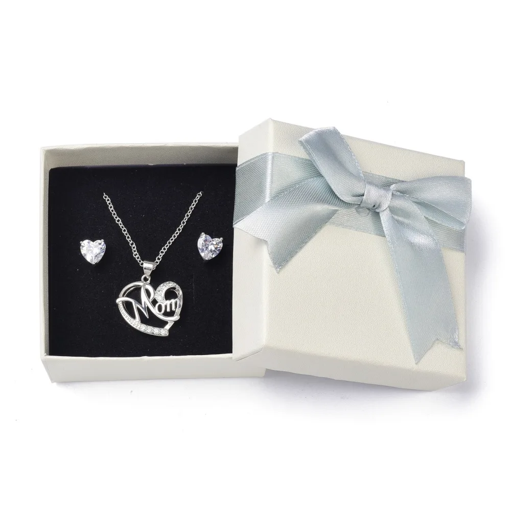 12/18pcs Cardboard Jewelry Boxes Square with Sponge Velours and Ribbon Bowknot  jewelry boxes for packaging Gifts 7.6x7.6x4.3cm