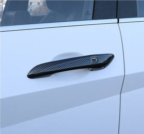Для Hyundai Sonata 2020 2021 2022 2023, глянцевое черное углеродное волокно, хромированная крышка дверной ручки автомобиля, декоративная наклейка, аксессуары для стайлинга