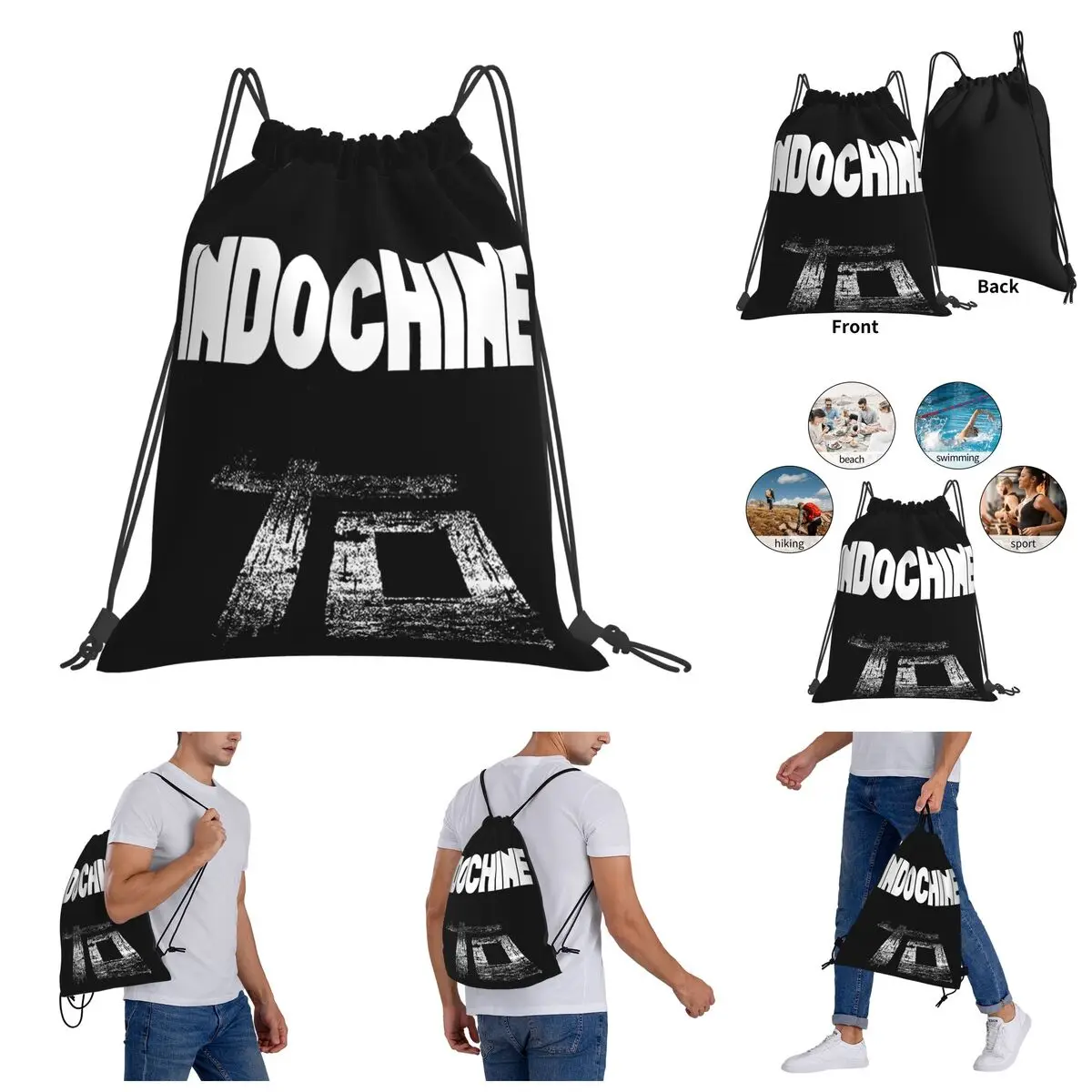 

Indochine Central Tour 2020 2021 Drawstring Bags Gym Bag Creative Backpack Humor Graphic Knapsack