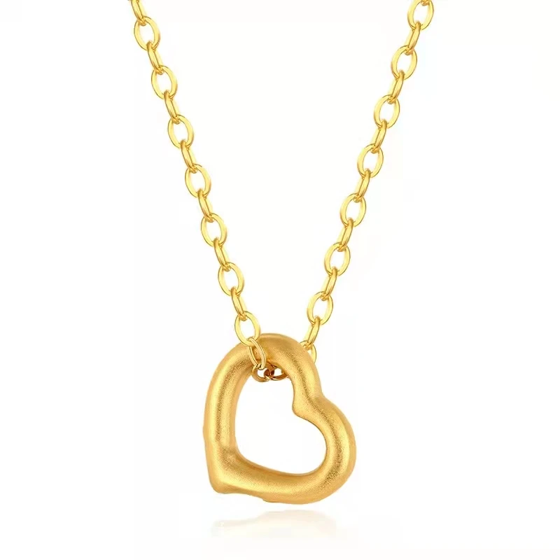 

JICAI чистое 999 реальное 24-каратное золото, искусственное сердце, дизайн с цепочкой 18 карат для женщин, Изящные Ювелирные изделия, подарочное З...