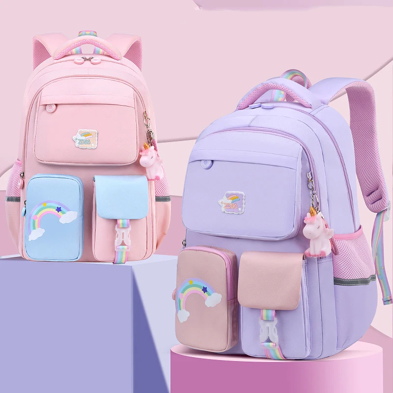 Lightweight Rainbow Series Children's School Bags Teenager Girls Kids Schoolbags Waterproof Pony Travel Kindergarten Backpack