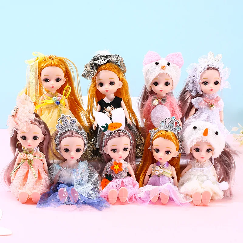 

New 16cm Bjd Doll 13 Joint Movable 1/12 Mini Lovely Expression Princess Doll Set DIY Dress Up Toy Girl Birthday Gift Toy