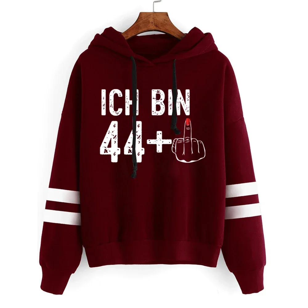 

Harajuku Vintage Clothes Women Ich Bin 44 Plus Print Sweatshirts Long Sleeve Clothes for Women Middle Finger Streetwear Hoodies