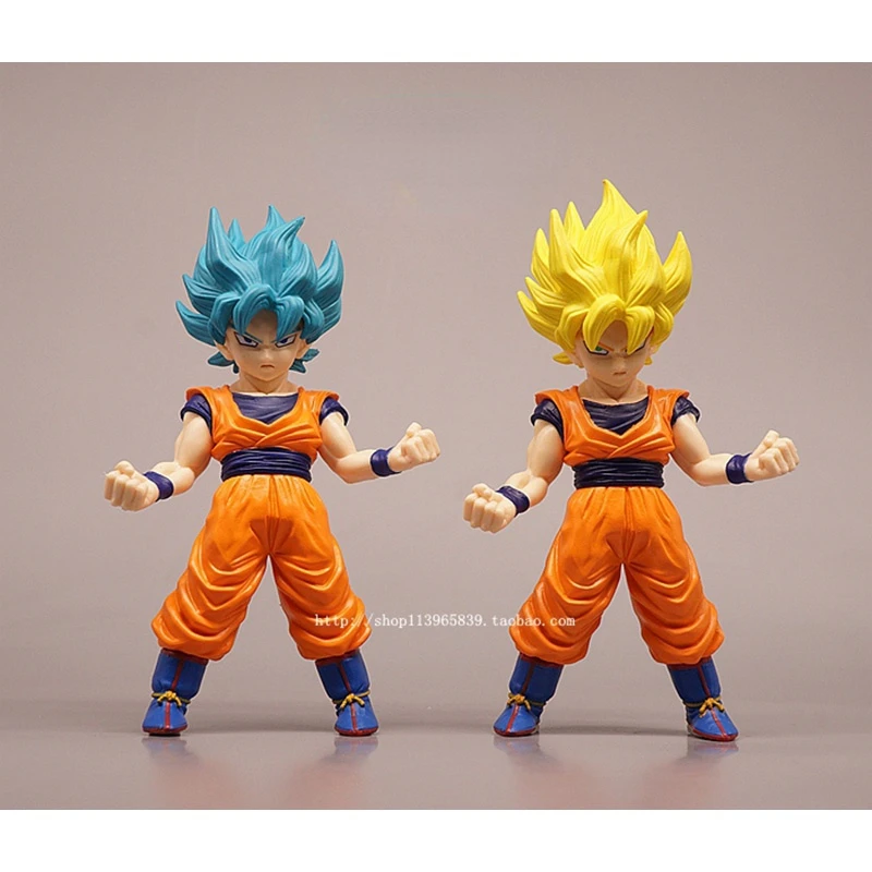 

Dragon Ball Action Figure Super Saiyan Son Goku Yellow Hair and Blue Hair Model Desktop Ornament Toys Children Gifts