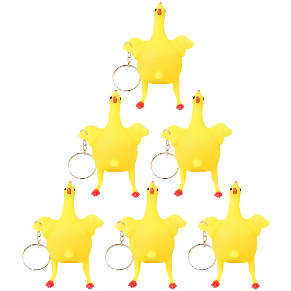 

6 Pcs Party Bag Venting Toy Baby Chick Stress Reliever Chicken Keychain Prizes Kids Classroom Toys Plastic Funny Child Chicks