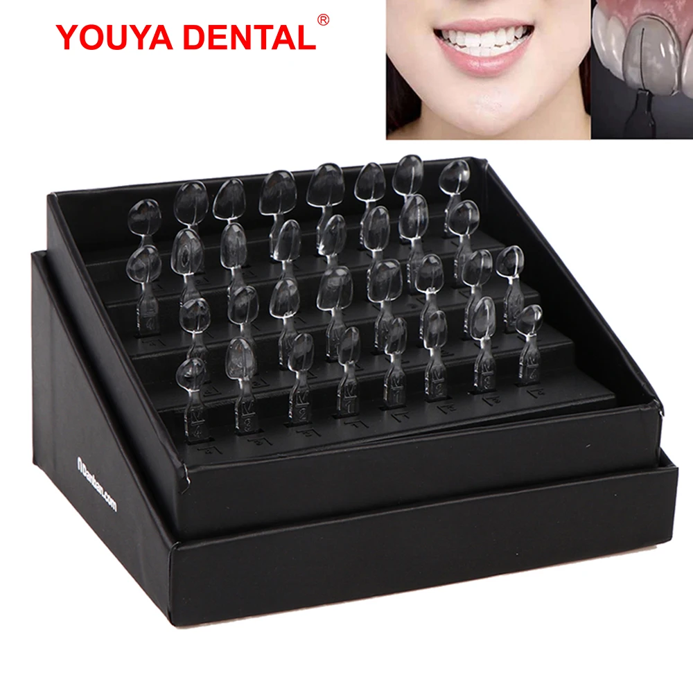 30/32pcs Teeth Veneers Kit Dentistry Quick Anterior Dental Veneers Mould Composite Resin Mold Light Cure Dentist Whitening Tools