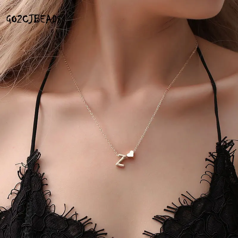

Heart Pendant Necklace Women Fashion Letters Clavicle Chain Girl Gift Party Simple Jewelry Necklaces Woman National Style