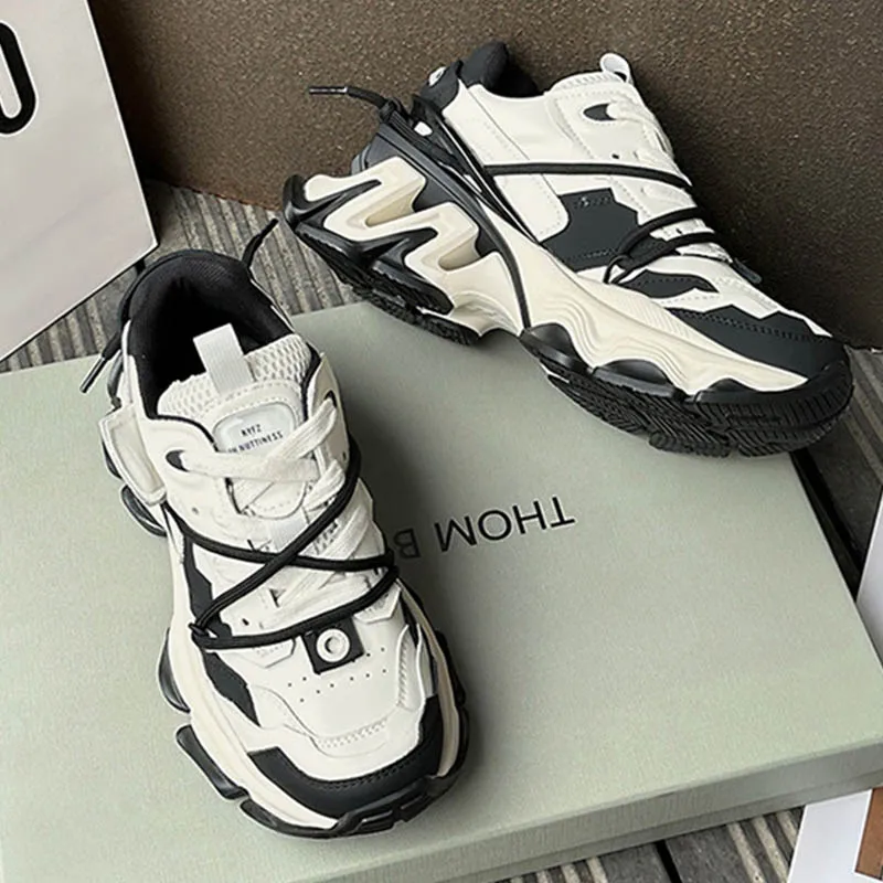 2023 New Chunky Sneakers Women's Mesh Lace-up Platform Shoes Round Toe Fashion Pops Shoes Comfortable Versatile Casual Sneakers