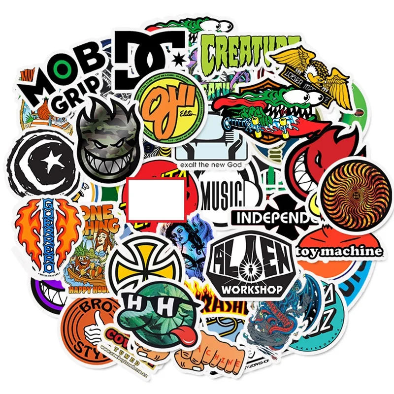 

50pcs NEW cool skateboard fashion Stickers For Suitcase Skateboard Laptop Luggage Fridge Phone Car Styling DIY Decal waterproof