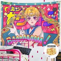kawaii japanese anime pink tapestry cute tapestries lovely girl wall hanging for party room home decor home decoration wall