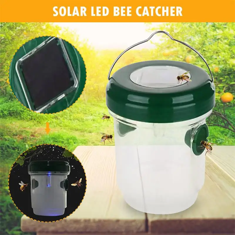 

Solar Wasp Trap Waterproof Outdoor Hanging Yellow Jacket Trap Safe Non-Toxic Bee Trap Hornet Traps Reusable Bee Catcher
