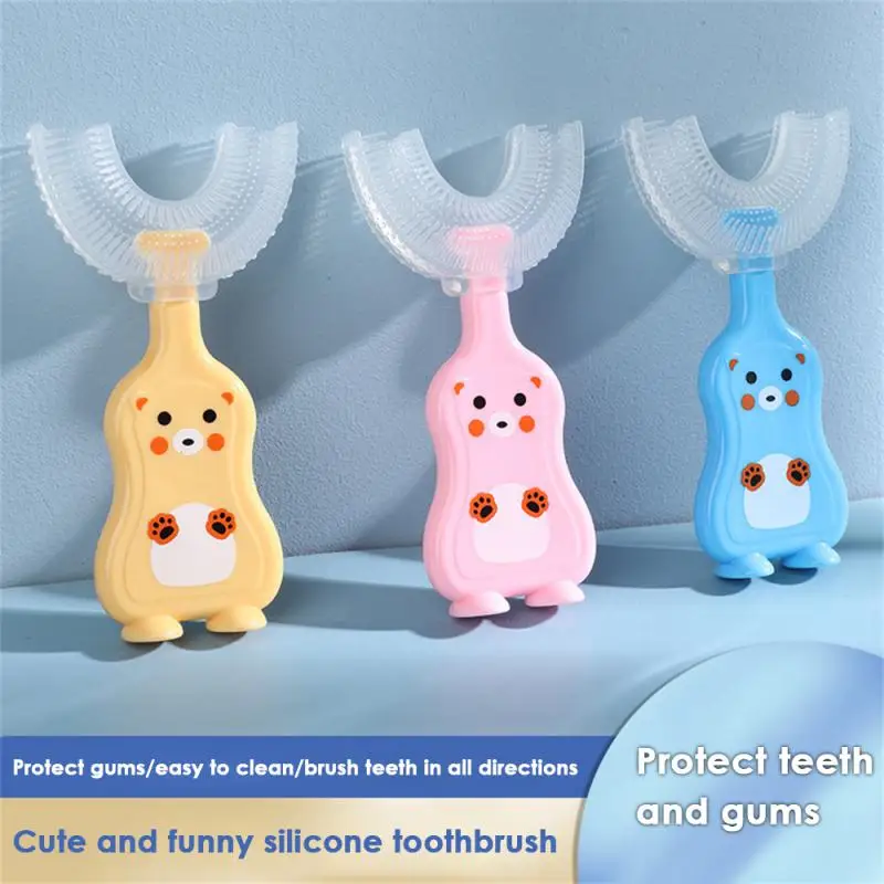 

Sturdy U-shaped Silicone Toothbrush Fully Wrapped Design Fit To The Oral Cavity Oral Care Use With Peace Of Mind 2-12 Years Old