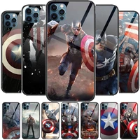 captain america marvel glass case for iphone 13 12 11 pro max 12pro xs max xr x 7 8 plus se 2020 mini case tempered back cover