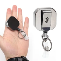 heavy duty retractable badge holder for name card keychain reel square metal clip multifunctional key ring car keyring keychain