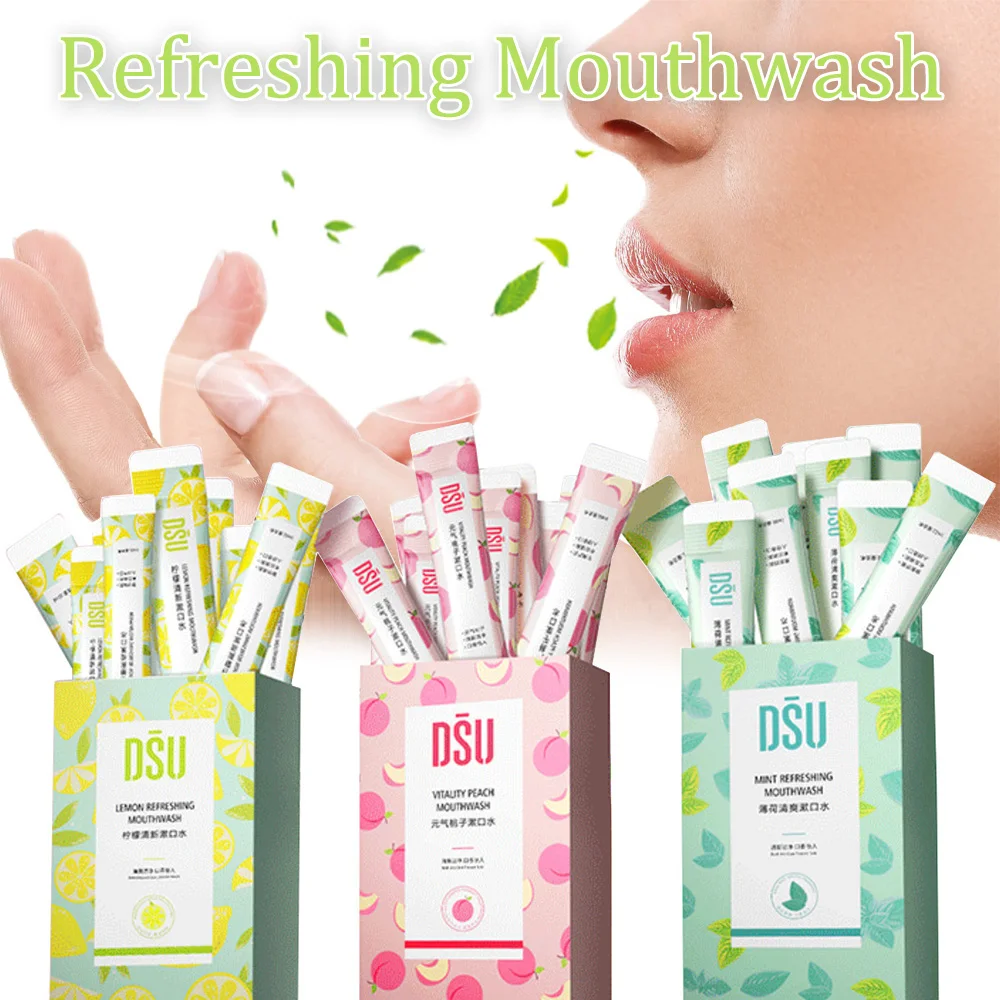 

10ML*20PCS Scent Mouthwash Portable Travel Oral Care Mint/Lemon/Peach Fresh Breath Teeth Stains Removel Teeth Cleaning Tools