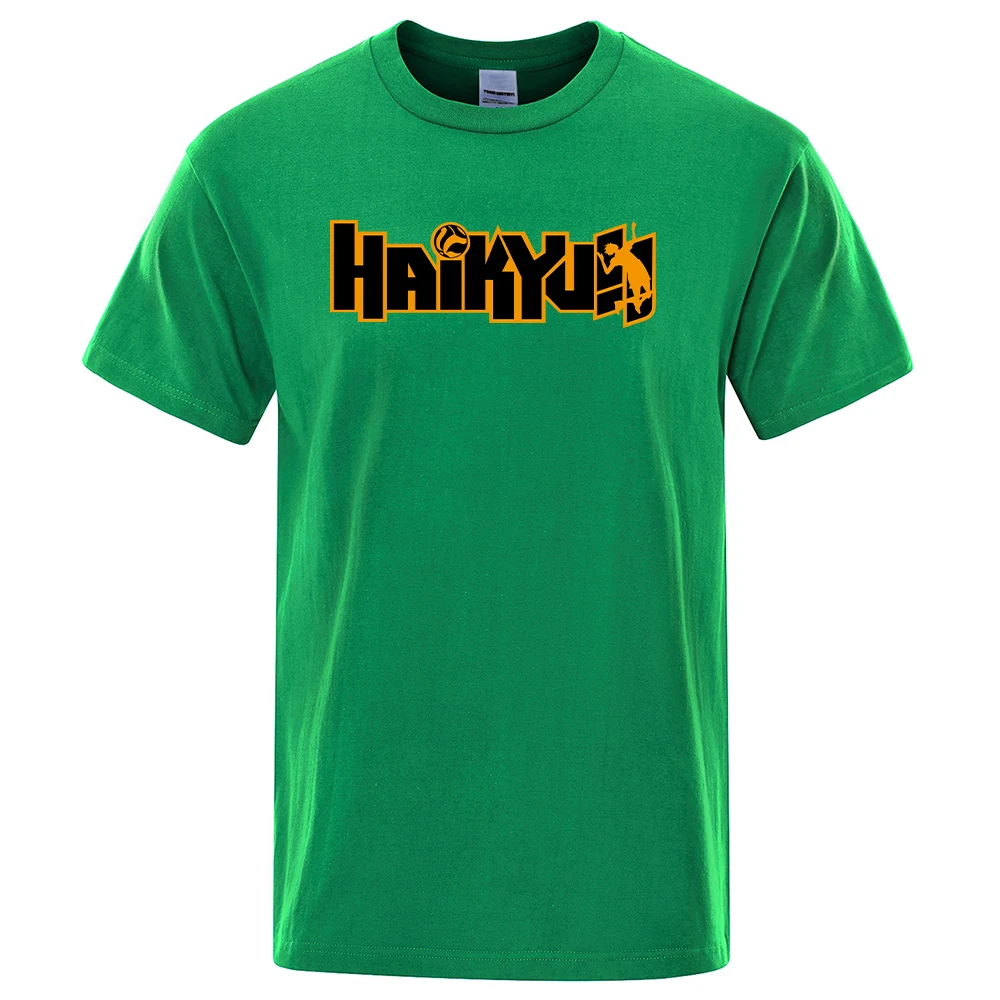 

Спортивная свободная футболка для мужчин с японским аниме надписью Haikyuu, одежда с принтом, крутые мягкие футболки, дышащая мужская футболка ...