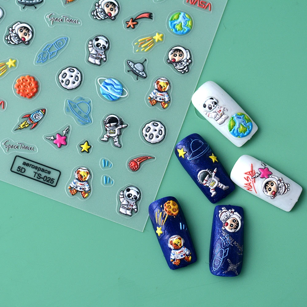 

Aerospace Astronaut 5D Nail Slider Embossed Decals For Nail Decoration Self-Adhesive Sliders TS-025