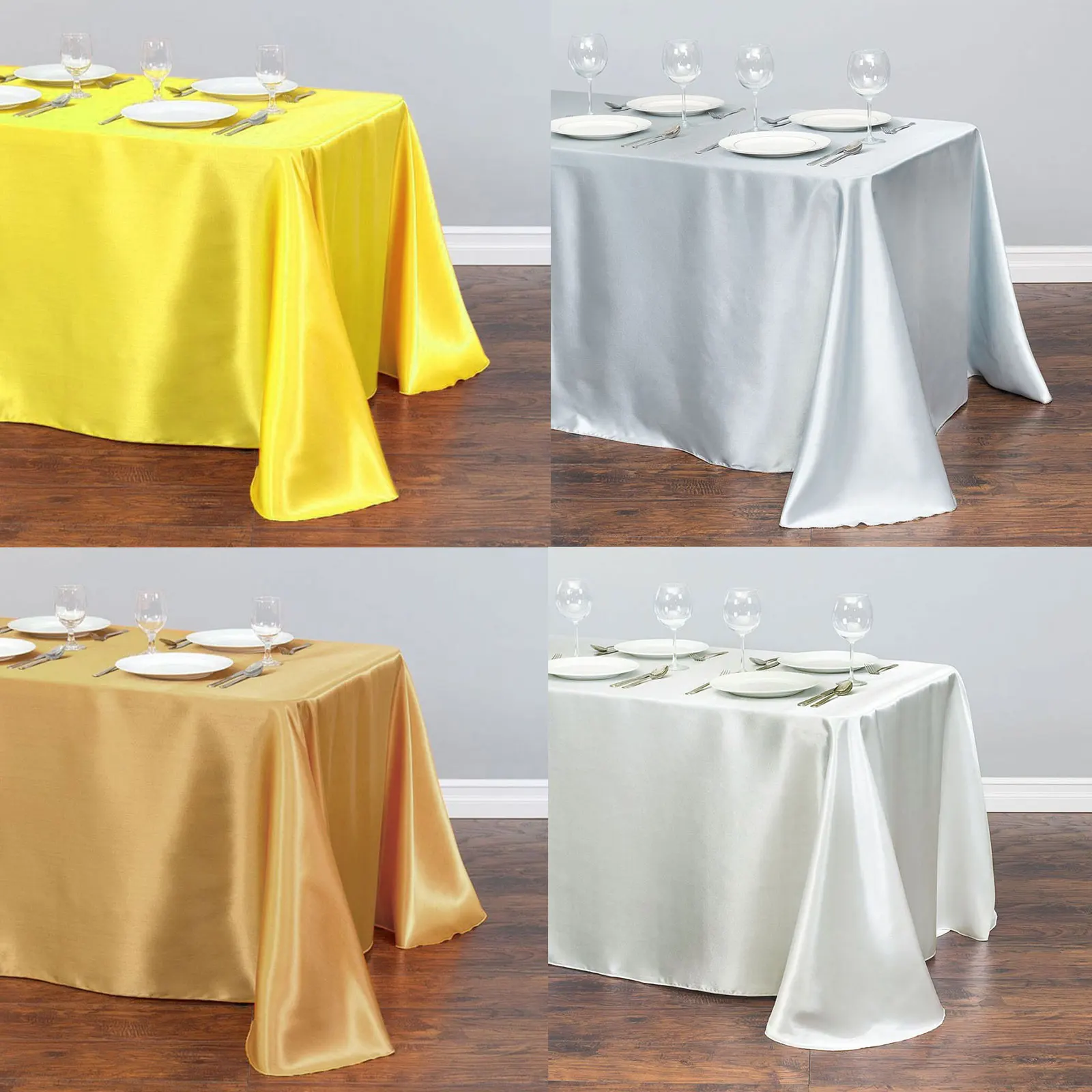 1 adet saten masa örtüsü Modern stil altın beyaz masa örtüsü noel düğün partisi masa örtüsü kırmızı masa örtüsü ev dekor