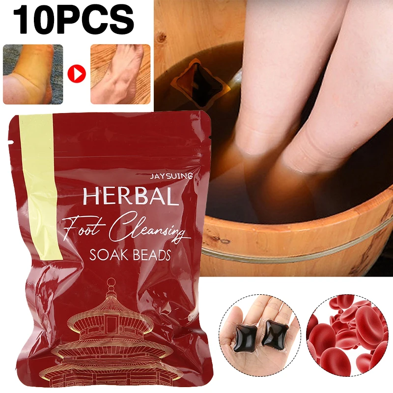 

Sdotter 10 Pcs Herbal Foot Cleansing Soak Beads Lymphatic Drainage Ginger Leg Slimming for Relaxing Massage Body Health Feet Ski