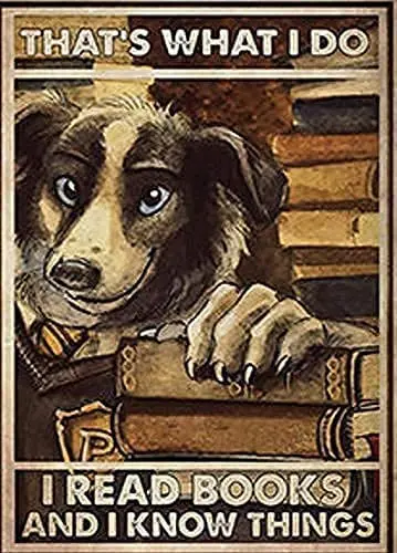 

Металлический жестяной знак, что я делаю-я читаю книги и знаю вещи, собака, винтажные металлические знаки, подходят для украшения, лучший под...