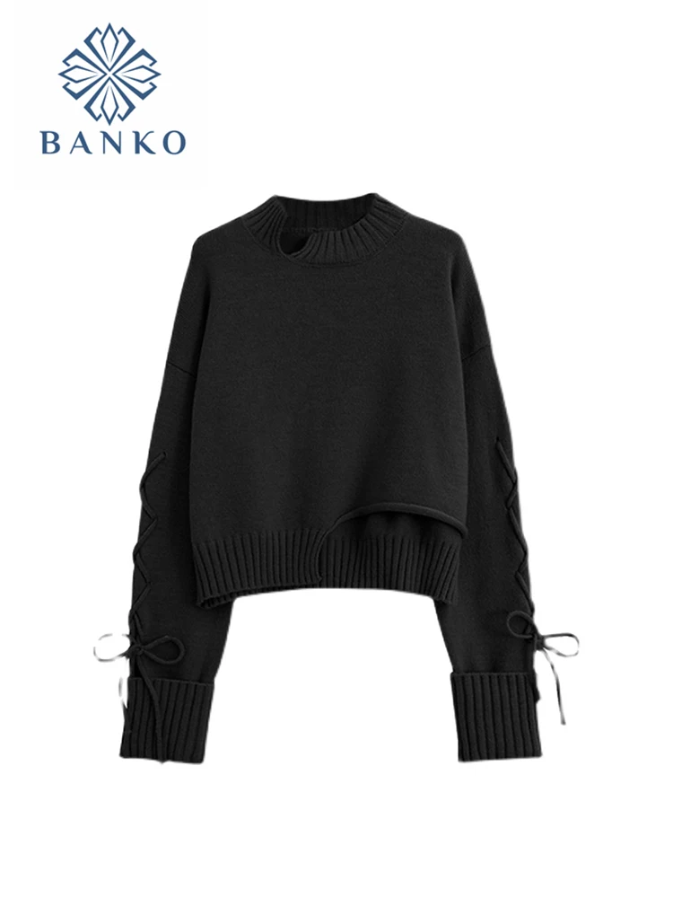 

Женский трикотажный свитер с круглым вырезом, на осень/зиму