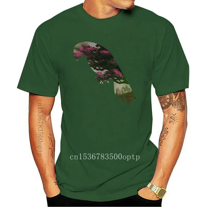 

Customized Tee Shirt Euro Size S-3xl Parrot Fantasy Nature Forest Double Exposure Pictures Natural HipHop Top men's T Shirt