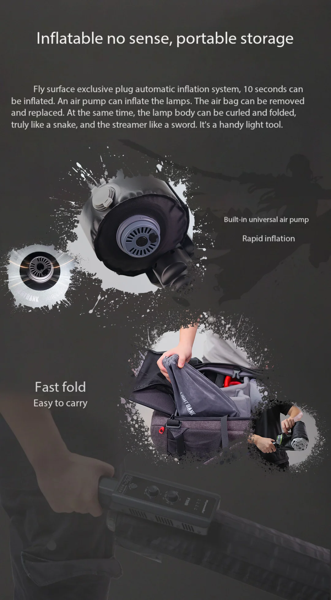 FlyNoodle F50B Воздушный надувной мягкий светильник Софтбокс 2600K-6500K Портативный ручной