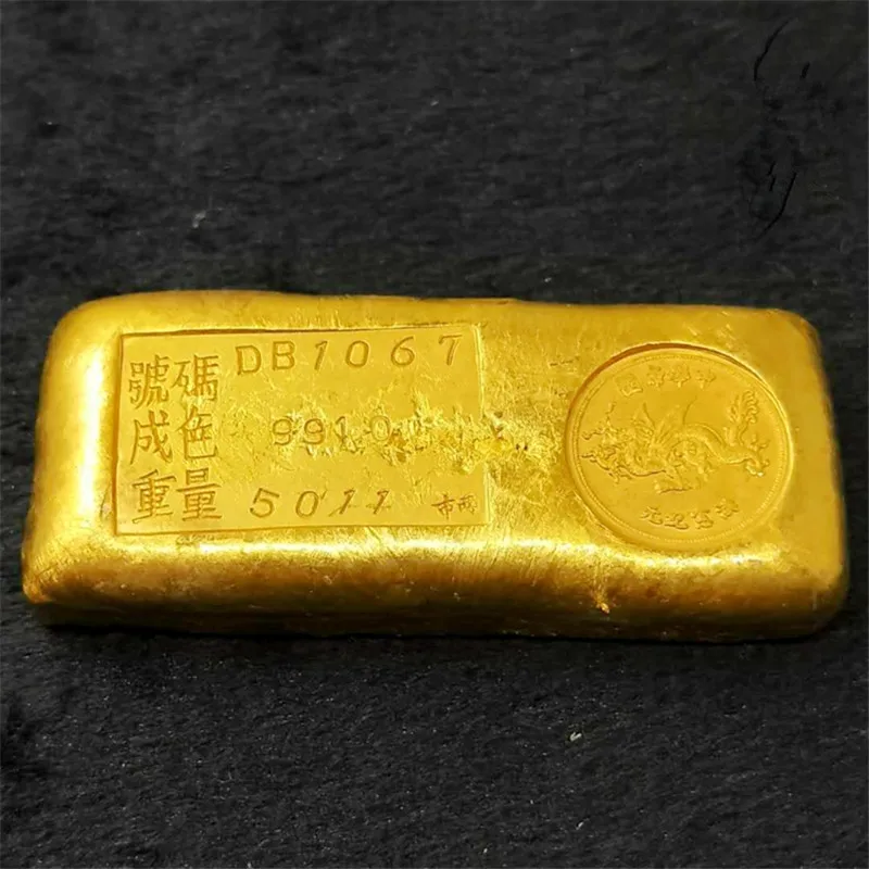 

Коллекция ручной работы, антикварный золотой слиток, золотой слиток, чистая медь, твердый позолоченный Античный Золотой стержень, золотой д...