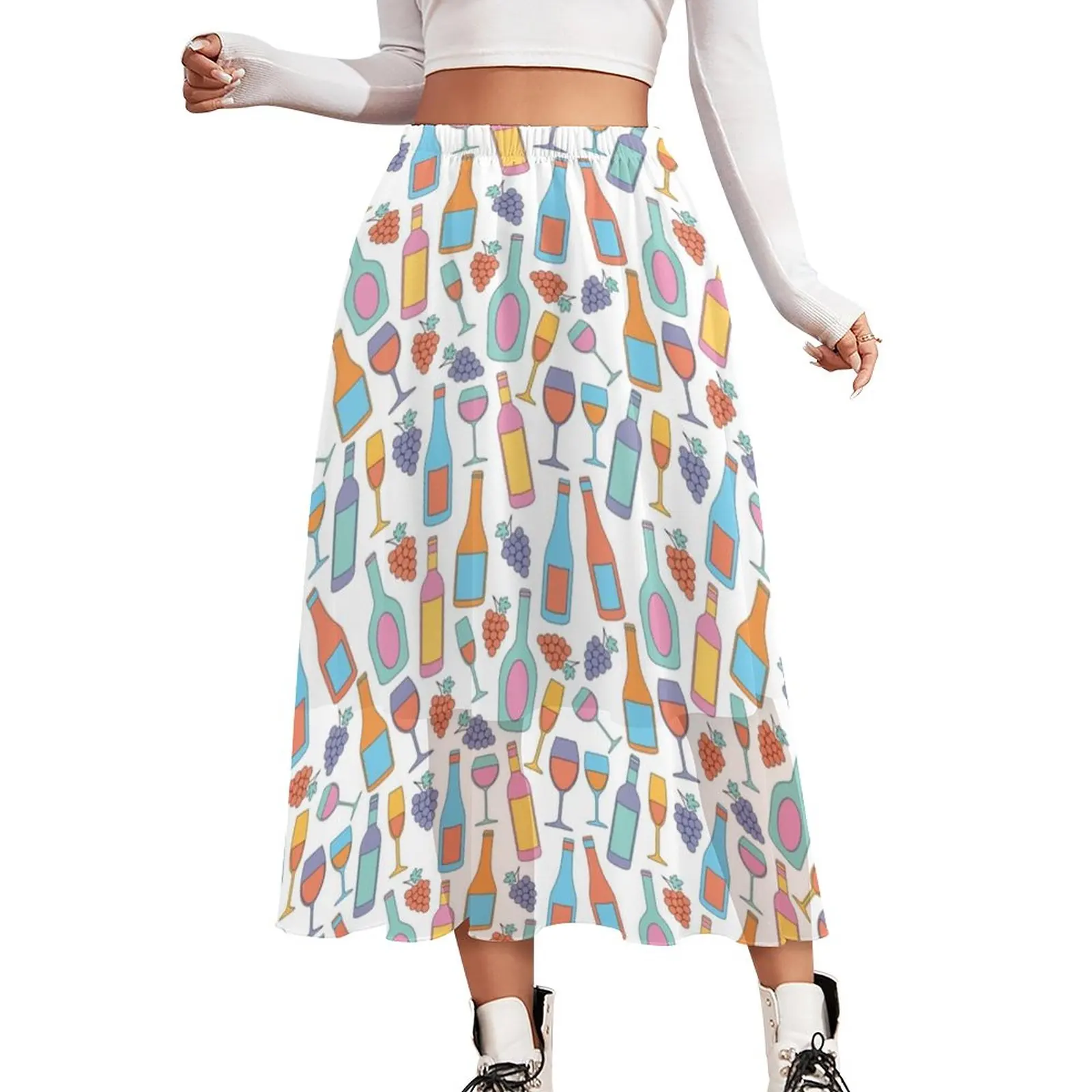 

Шифоновая юбка с принтом «бесконечное вино»