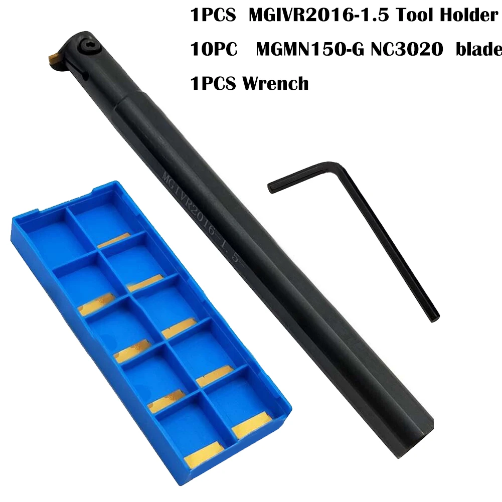 

10PC MGMN150-G NC3020 Blade 1pcs MGIVR2016-1.5 Partting Grooving Cut-Off Tool Holder Wrench Set Mechanical Workshop Tools