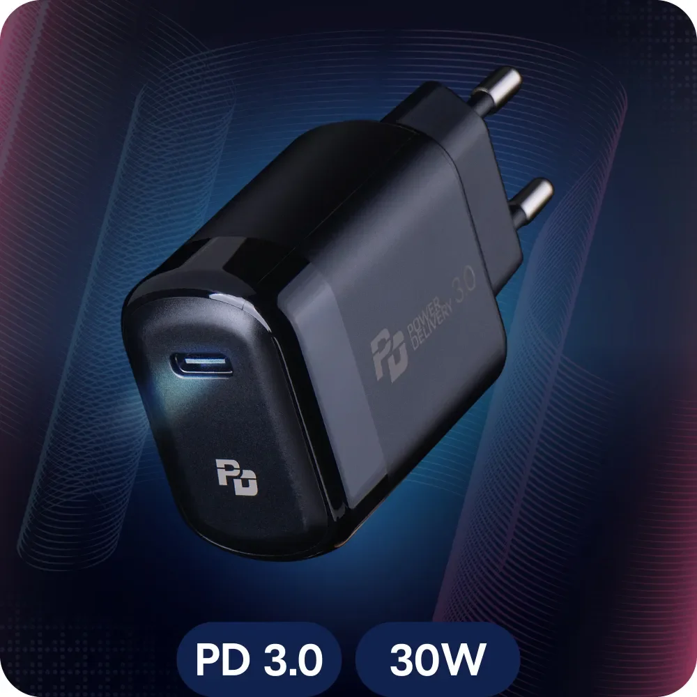 

Cетевое зарядное устройство Skyway Power C, USB-C PD, 30 Вт.