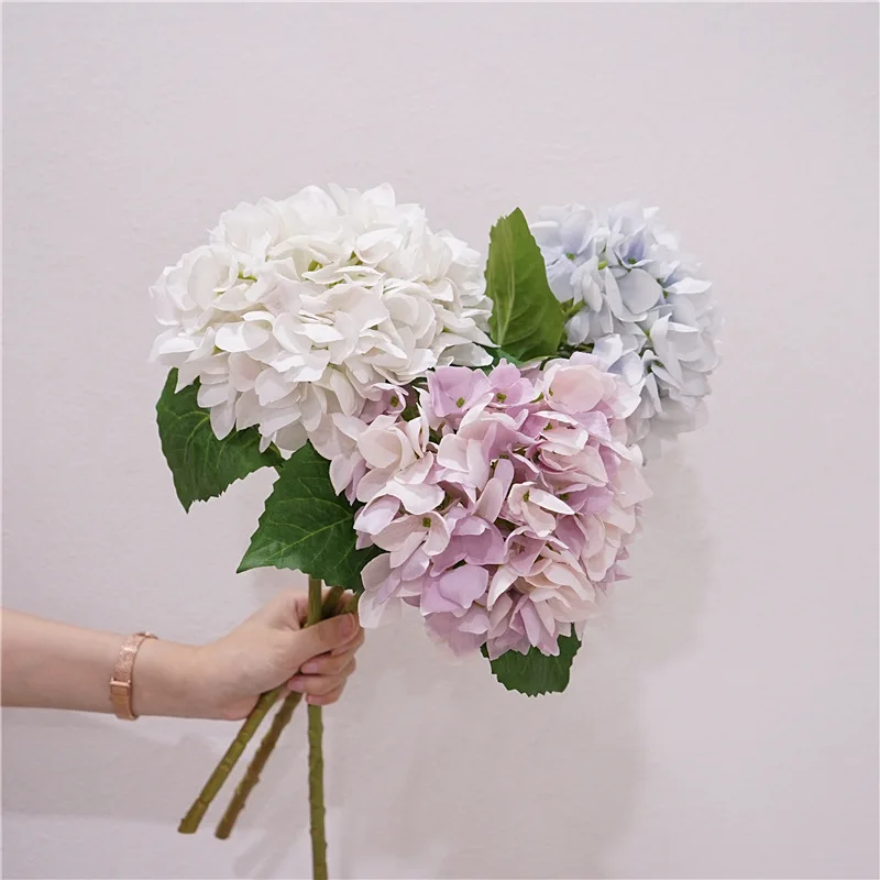 

Real Touch Hydrangea Pointed Leaf Hydrangea Artificial Flowers Home Living Room Decoration Wedding Background Flower Arrangement