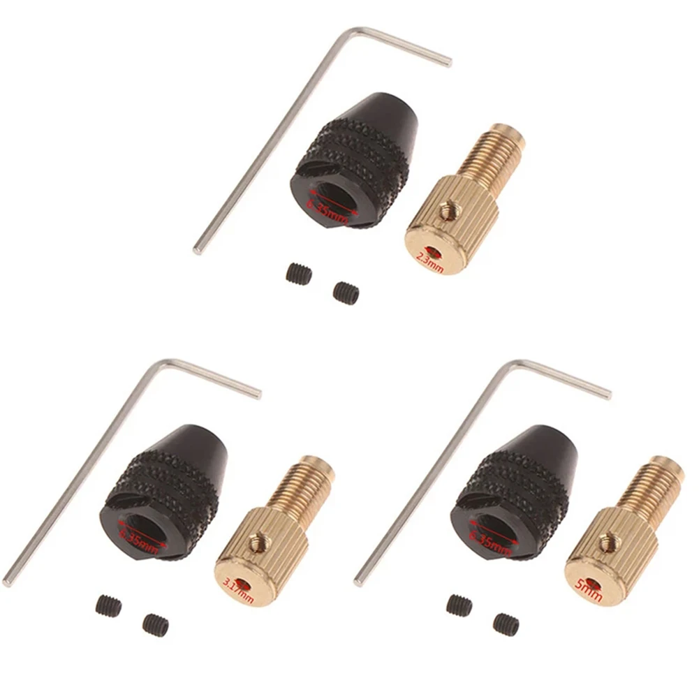 

Drill Chuck Set 2.3/3.17/5mm Aluminum Alloy+carbon Steel Electric Motor Shaft Mini Drill Chuck Fixture 0.3-3.2mm Clamping Range