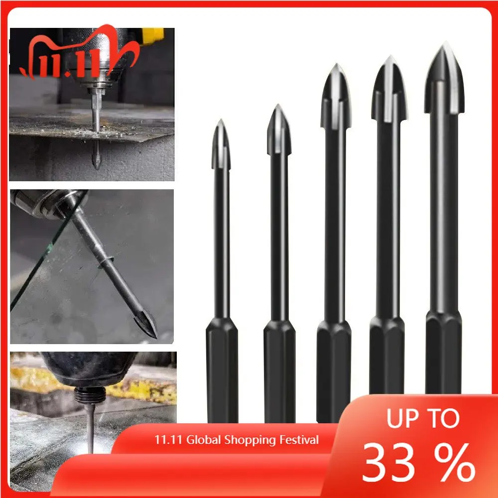 

5 Pcs Multifunctional Cross Alloy Drill Bits Drilling Tool Efficient Universal For Wood Plastic Tile Drilling Woodworking Tools