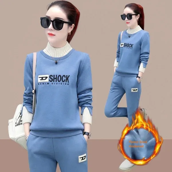 Осень/зима 2023 новый стиль большие размеры женский утолщенный свитшот на флисовой