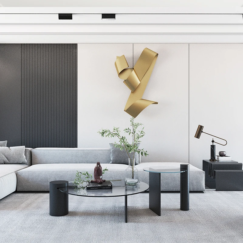 

r Shape Wall Decorations High-End Affordable Luxury Metal Device Painting Model Room Wall Decorations Three-Dimensional