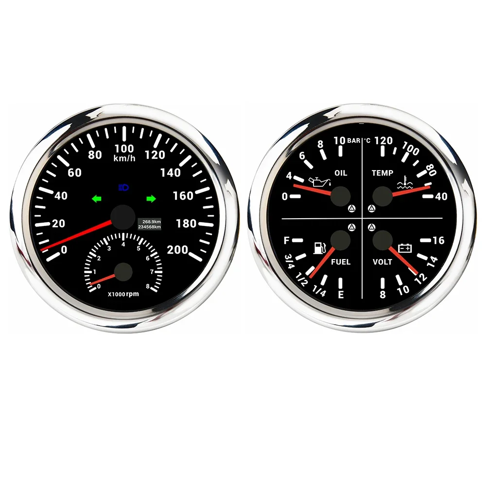 Популярный вольтметр давления масла 4 в 1 температура воды уровень топлива 110 мм +
