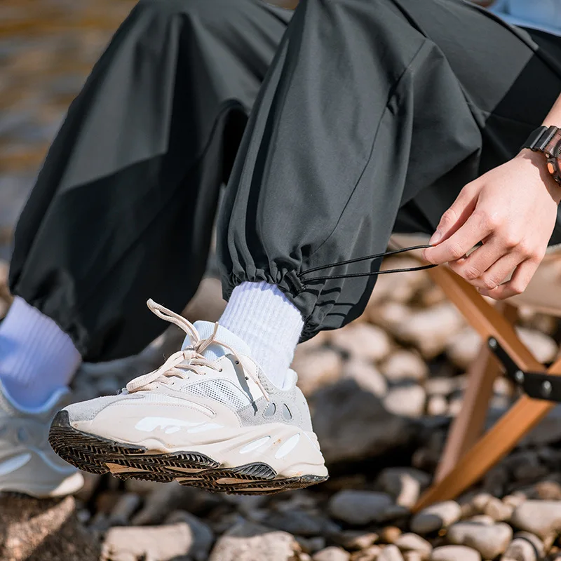 Loose Men's Jogging Pants Male Spring Summer New Breathable Solid Color Sports Haren Trousers Fitness Wide Leg Streetwear